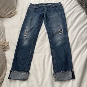 THE EVERYDAY SOFT Classic Distressed Women's Jeans - Dark Blue sz 4L